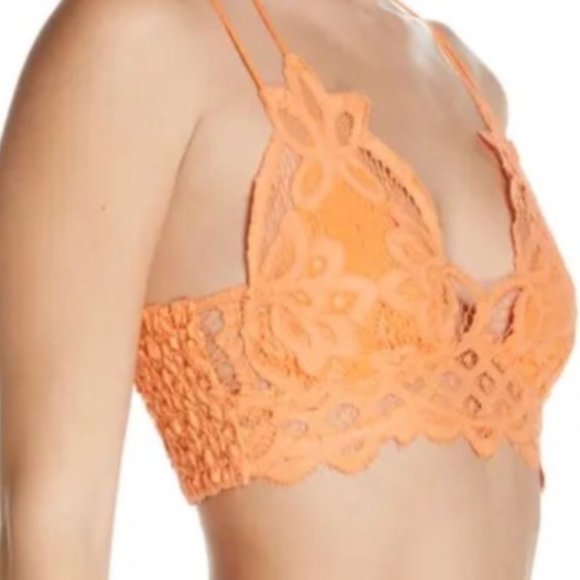 Free People Adella Bralette Neon Peach Women's Size ~ Medium - Picture 6 of 13